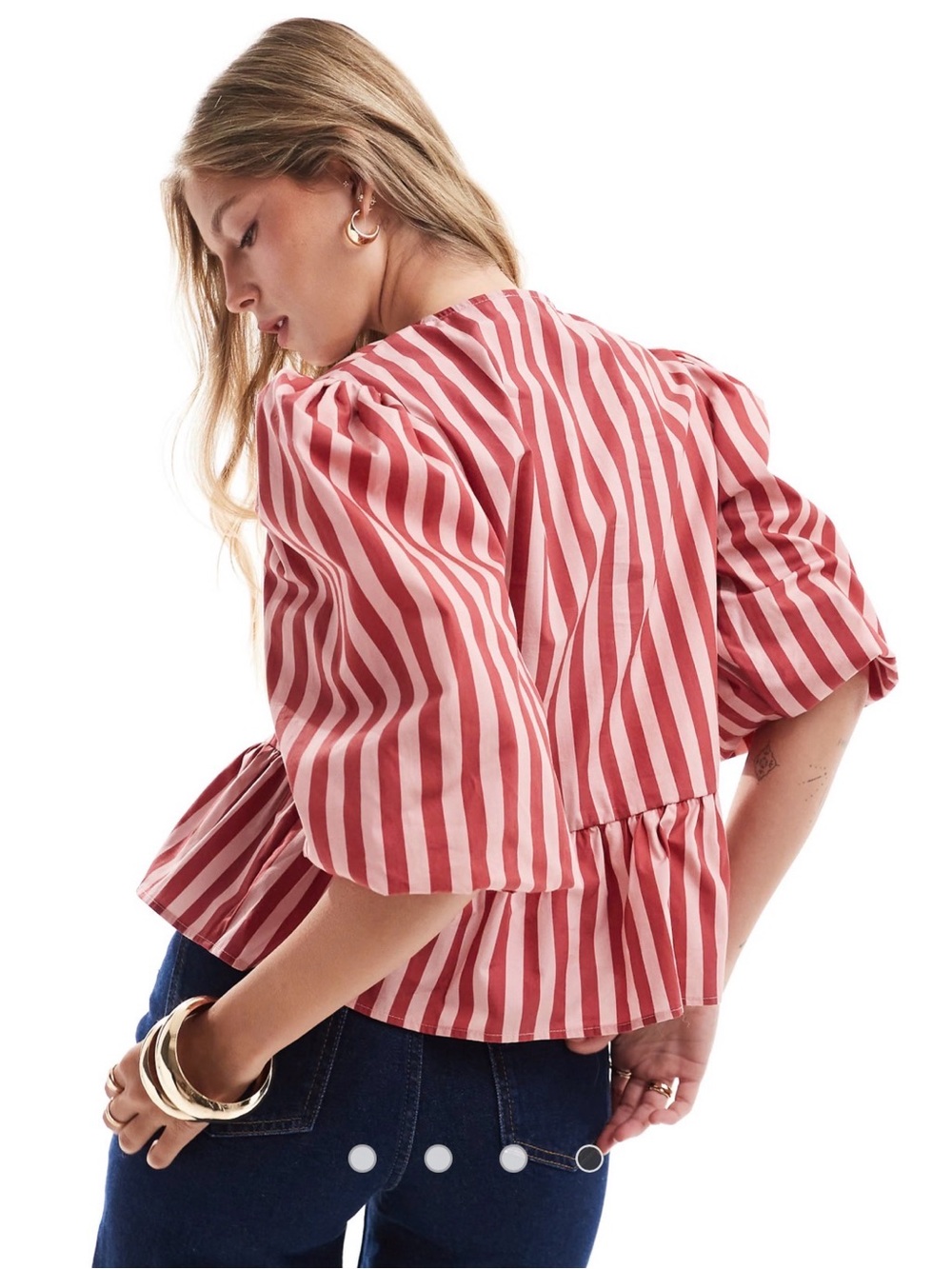 ASOS DESIGN poplin contrast tie front blouse in pink stripe - Picture 3 of 7